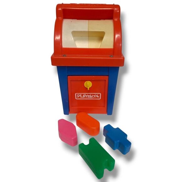 Vintage Playskool Mailbox Postal Station Shape Sorter Toy 4 Shapes - 1 Missing - Picture 1 of 15